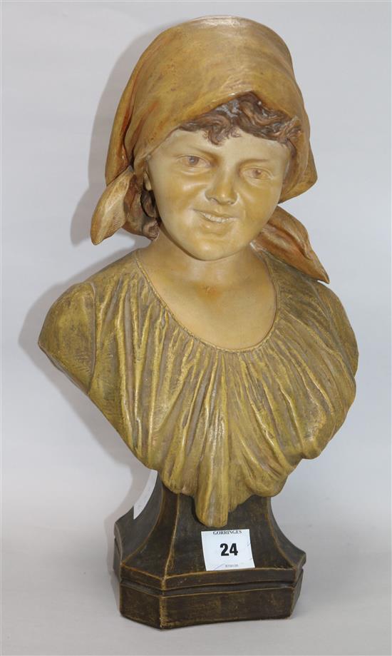 A Goldscheider bust of a girl